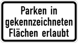 Parkeren toegestaan in gemarkeerde vakken.
