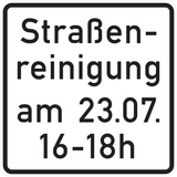 Straatreiniging op de aangegeven datum en tijd.