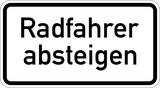 Fietsers afstappen.