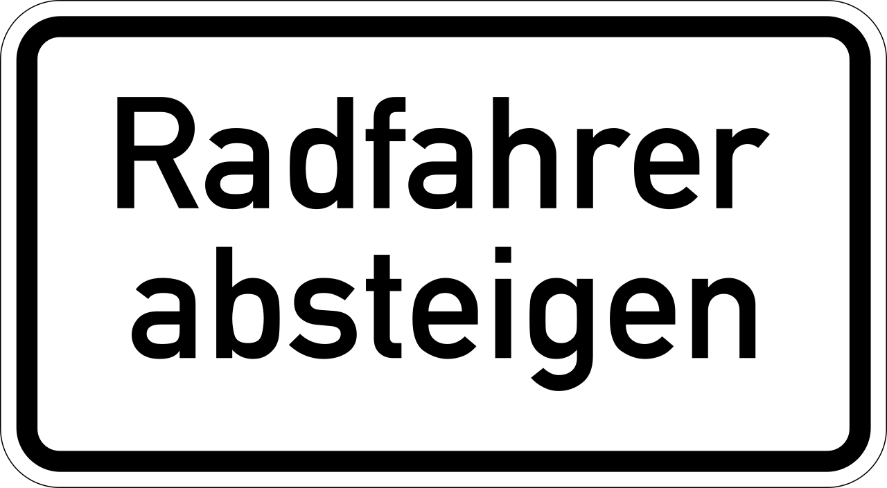 Cyclists dismount.