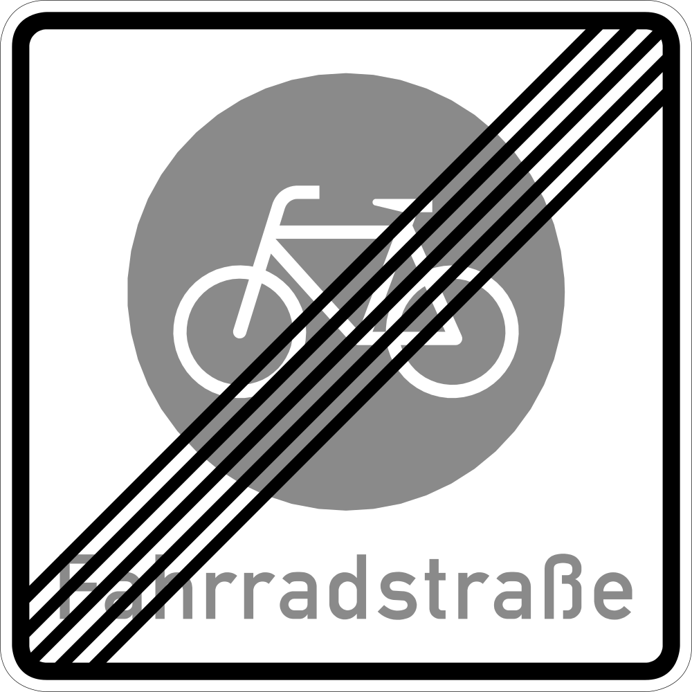 End of the lane for cyclists.