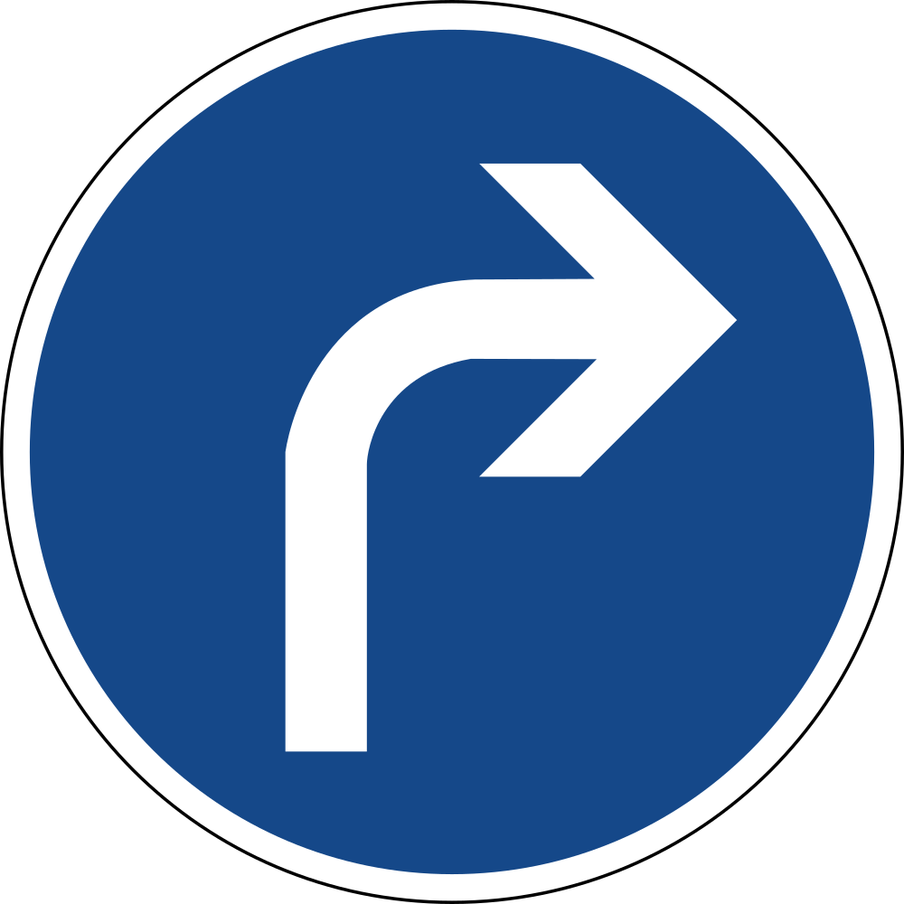 Turning right mandatory.