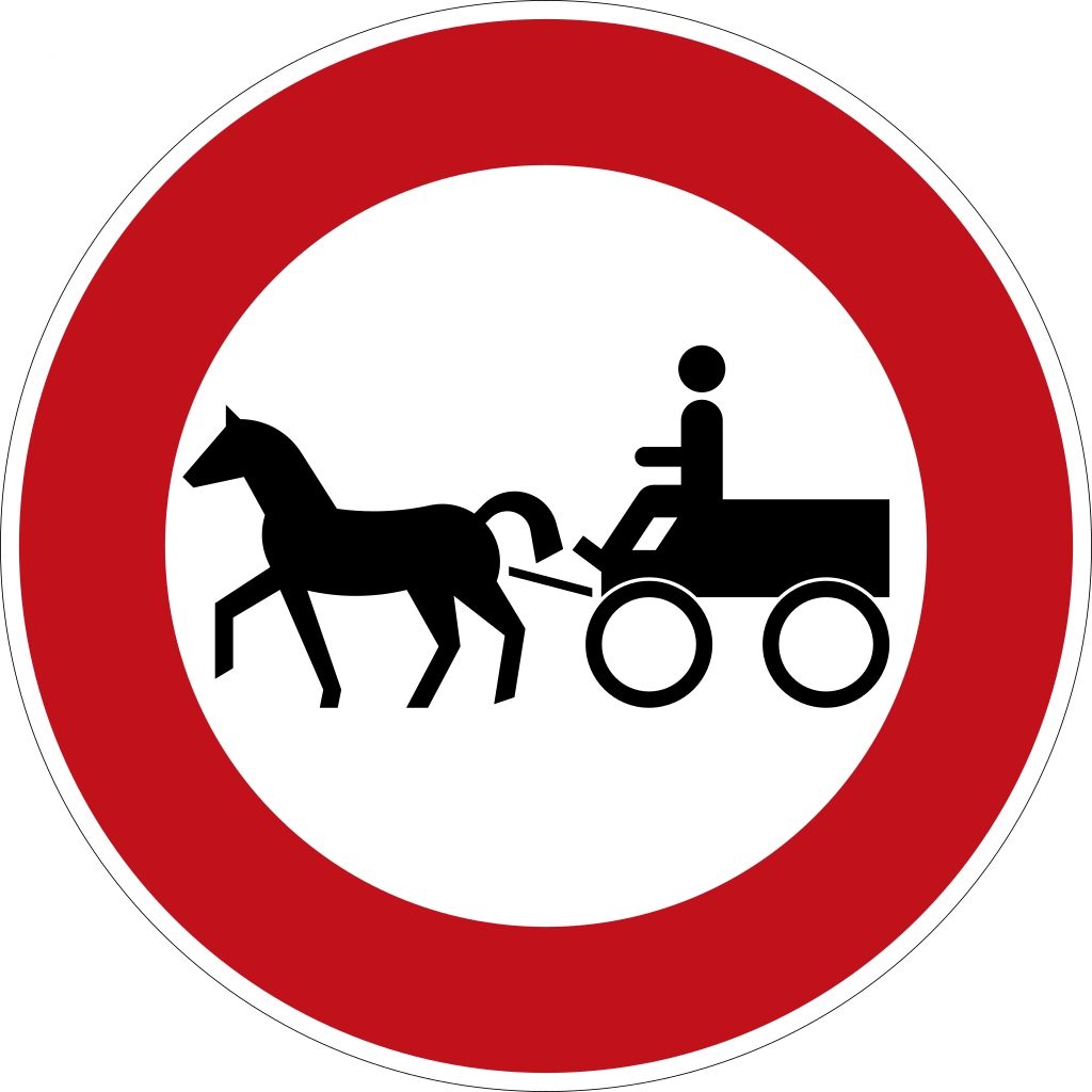 Bespannen voertuigen verboden.