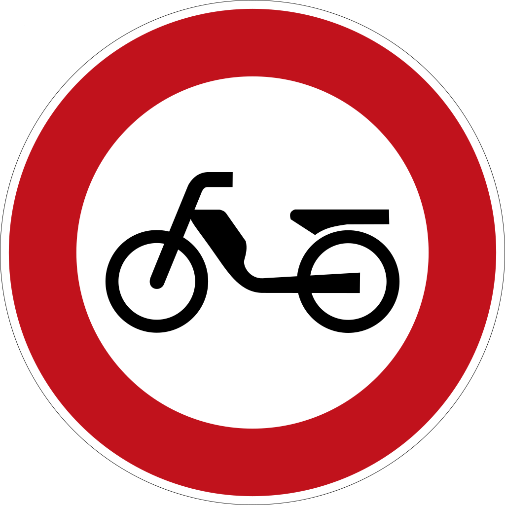 Bromfietsen verboden.