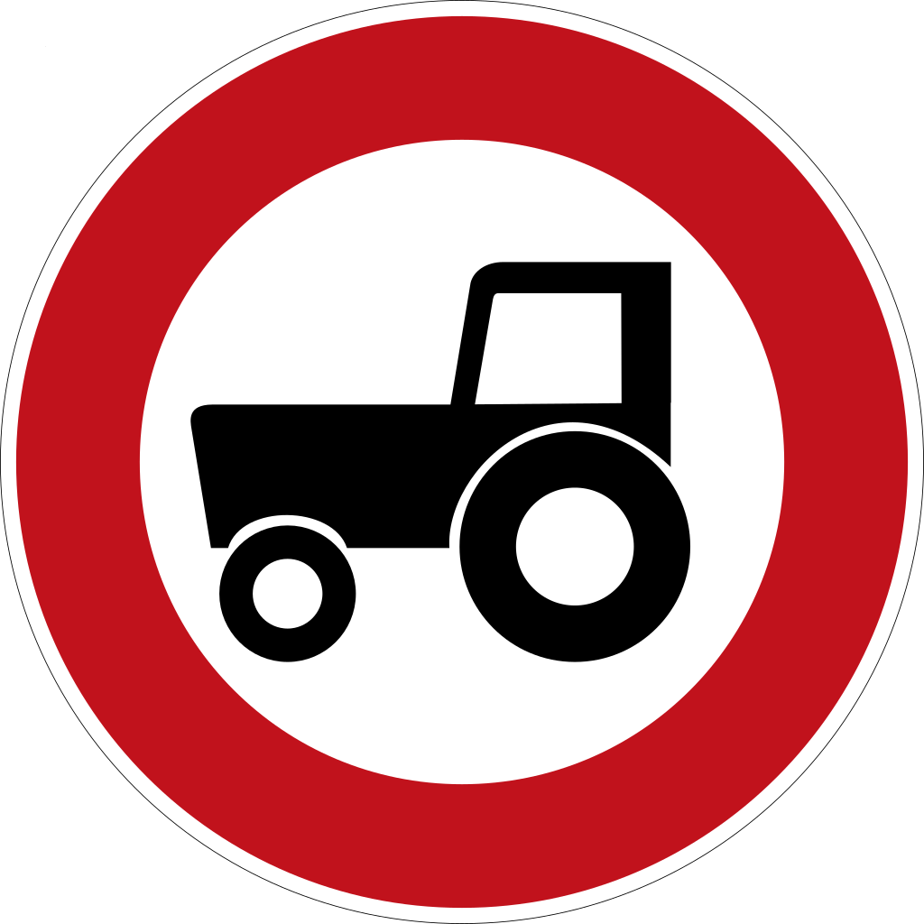 Landbouwvoertuigen verboden.