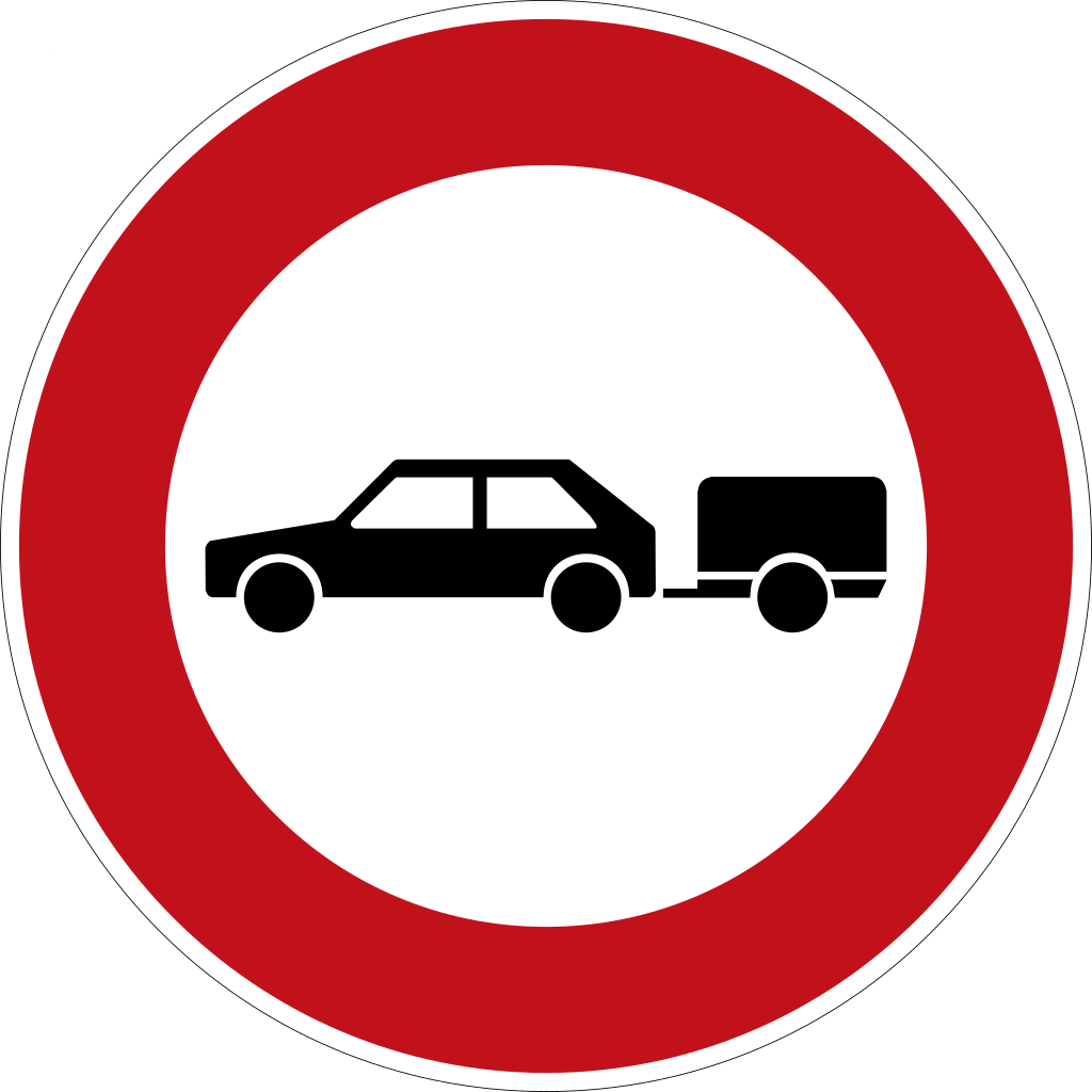 Aanhangwagens verboden.