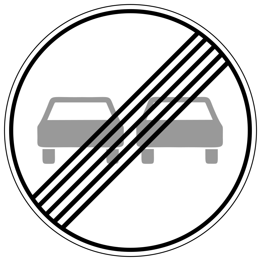 End of the overtaking prohibition.
