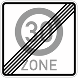 Einde van de zone met snelheidslimiet.