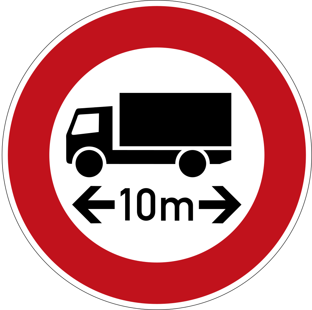 Vehicles longer than indicated prohibited.