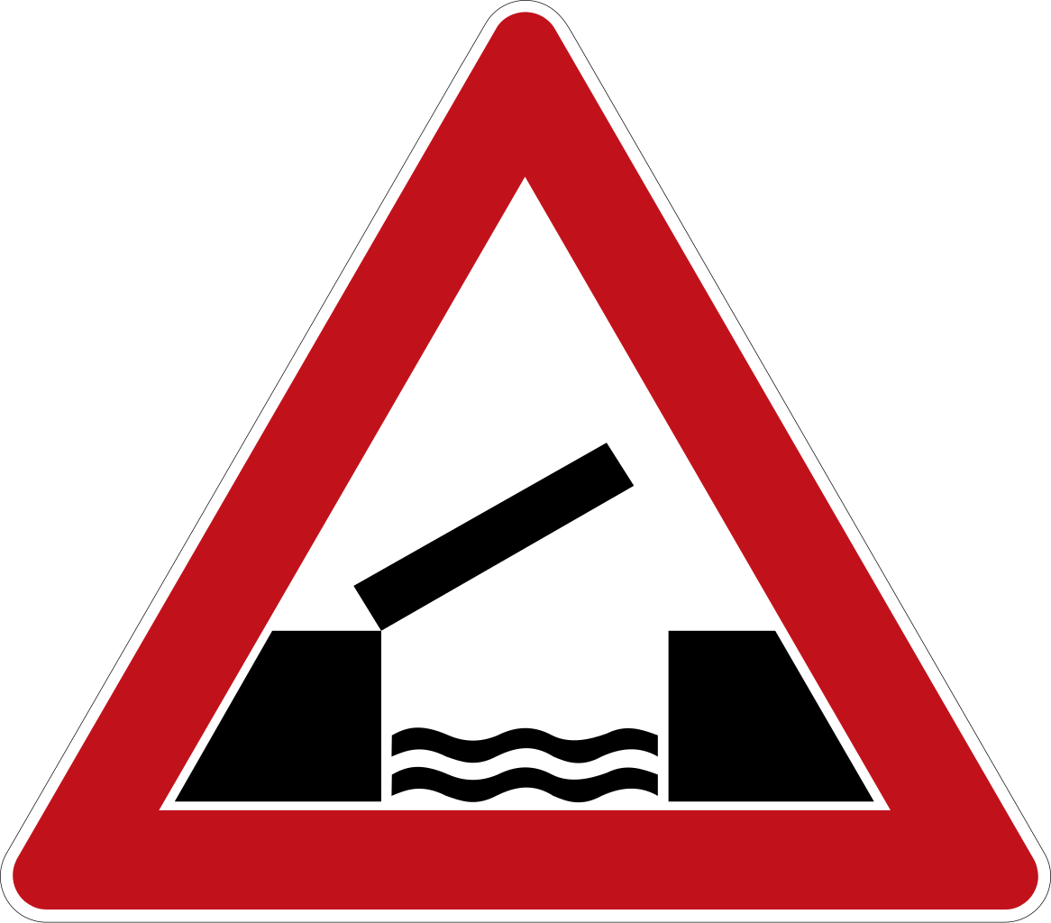 Waarschuwing voor een beweegbare brug.