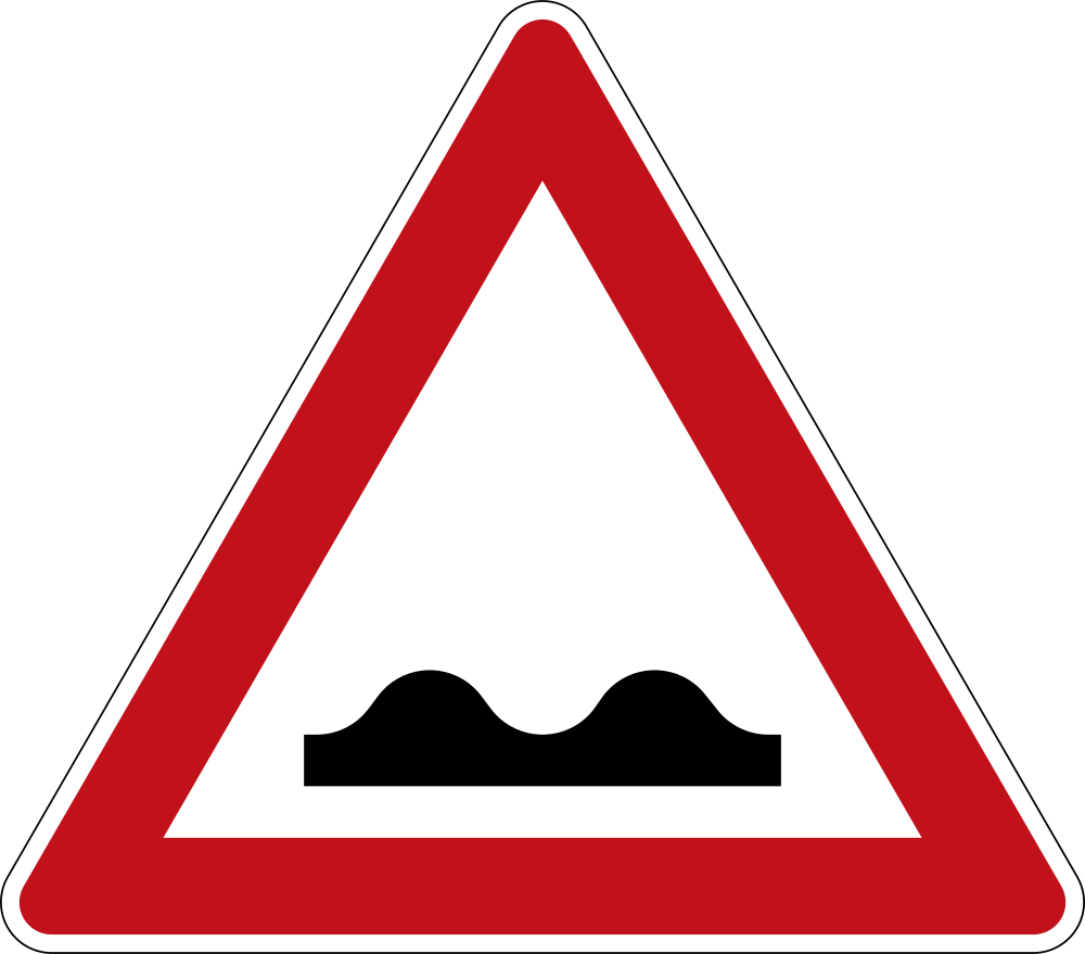 Waarschuwing voor een slecht wegdek.