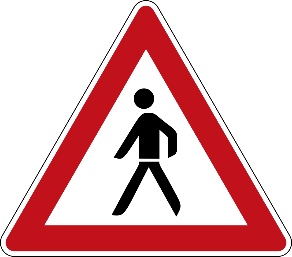 Waarschuwing voor voetgangers.