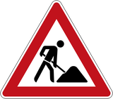 Waarschuwing voor wegwerkzaamheden.
