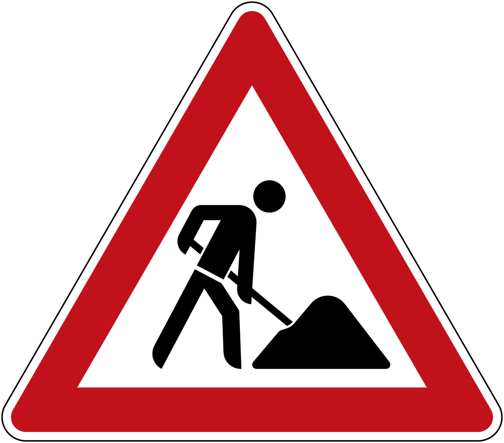 Waarschuwing voor wegwerkzaamheden.