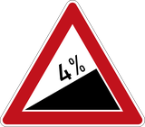 Waarschuwing voor een steile helling omhoog.