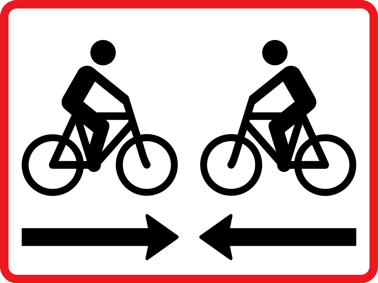 Radfahrer aus beiden Richtungen.