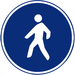 Verplicht pad voor voetgangers.
