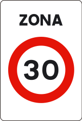 Begin van een zone met snelheidslimiet.
