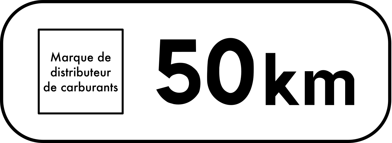 Next petrol station ... kilometres ahead.