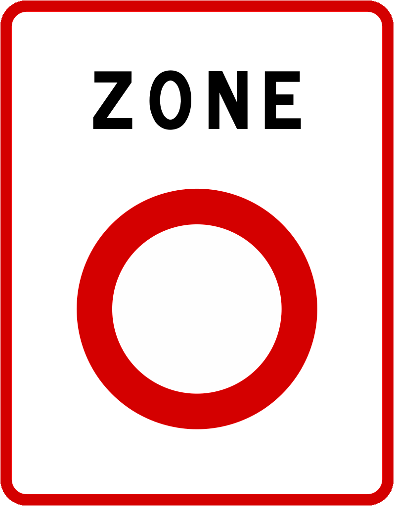 Start of a prohibited-access zone.