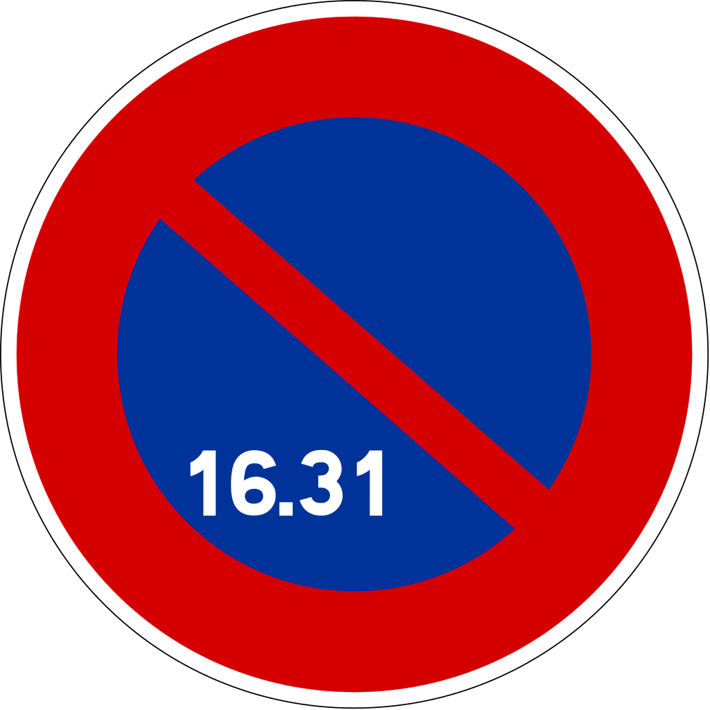 Parking prohibited from the 16th to month-end.