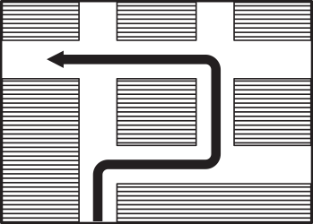 Route to be followed in order to turn left.