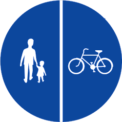 Mandatory divided pedestrian and cycle path.