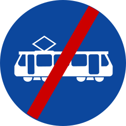 End of mandatory tram lane.