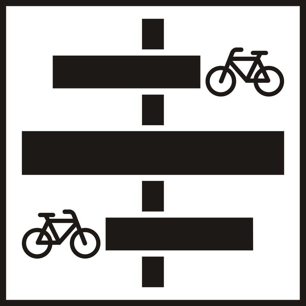 Voorrang voor fietsers vóór en na het kruispunt.