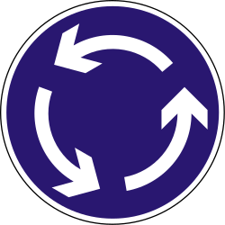 Verplichte rijrichting op de rotonde.