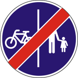 Einde van het gescheiden voet- en fietspad.