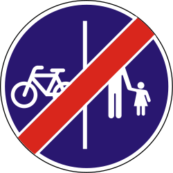 Einde van het gescheiden voet- en fietspad.