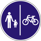 Verplicht gescheiden voet- en fietspad.
