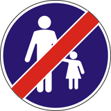 Einde van verplicht pad voor voetgangers.