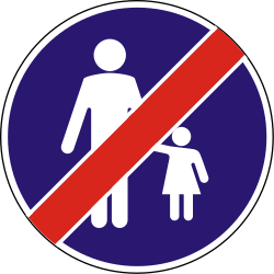 Einde van verplicht pad voor voetgangers.