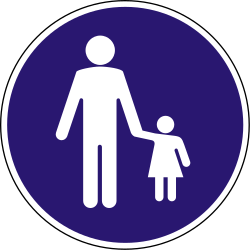 Verplicht pad voor voetgangers.