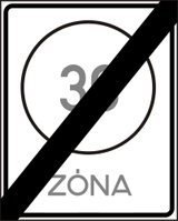 Einde van de zone met snelheidslimiet.
