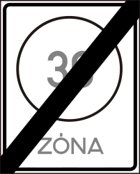 Einde van de zone met snelheidslimiet.