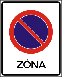 Begin van een parkeerverbodszone.