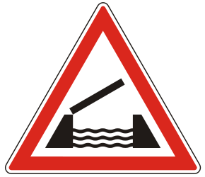 Waarschuwing voor een beweegbare brug.