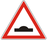 Waarschuwing voor een verkeersdrempel.