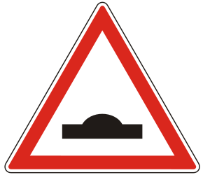 Waarschuwing voor een verkeersdrempel.