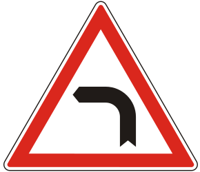 Waarschuwing voor een bocht naar links.