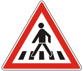Waarschuwing voor een voetgangersoversteekplaats.