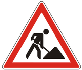 Waarschuwing voor wegwerkzaamheden.