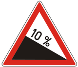 Waarschuwing voor een steile afdaling.