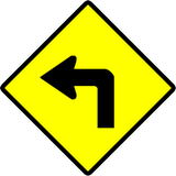 Curva fechada à esquerda.
