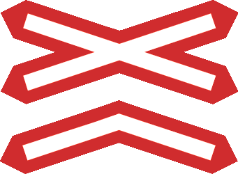 二本以上の線路がある踏切に注意。