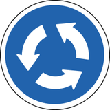 Verplichte rijrichting op de rotonde.