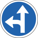 Rechtdoor rijden of linksaf slaan verplicht.